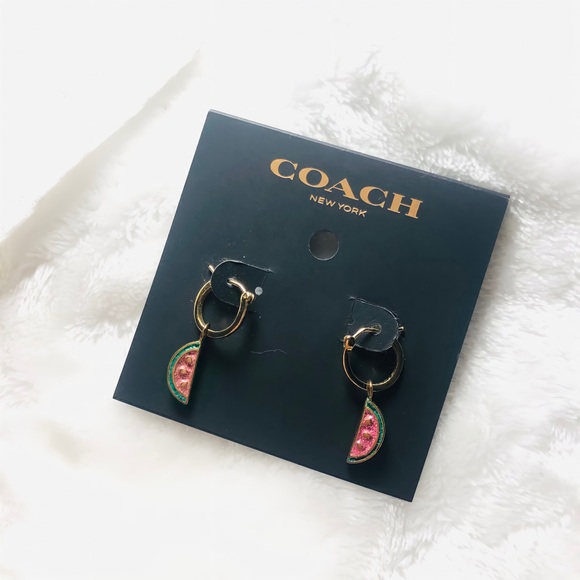 Coach Jewelry - Coach Watermelon Huggie Earrings
